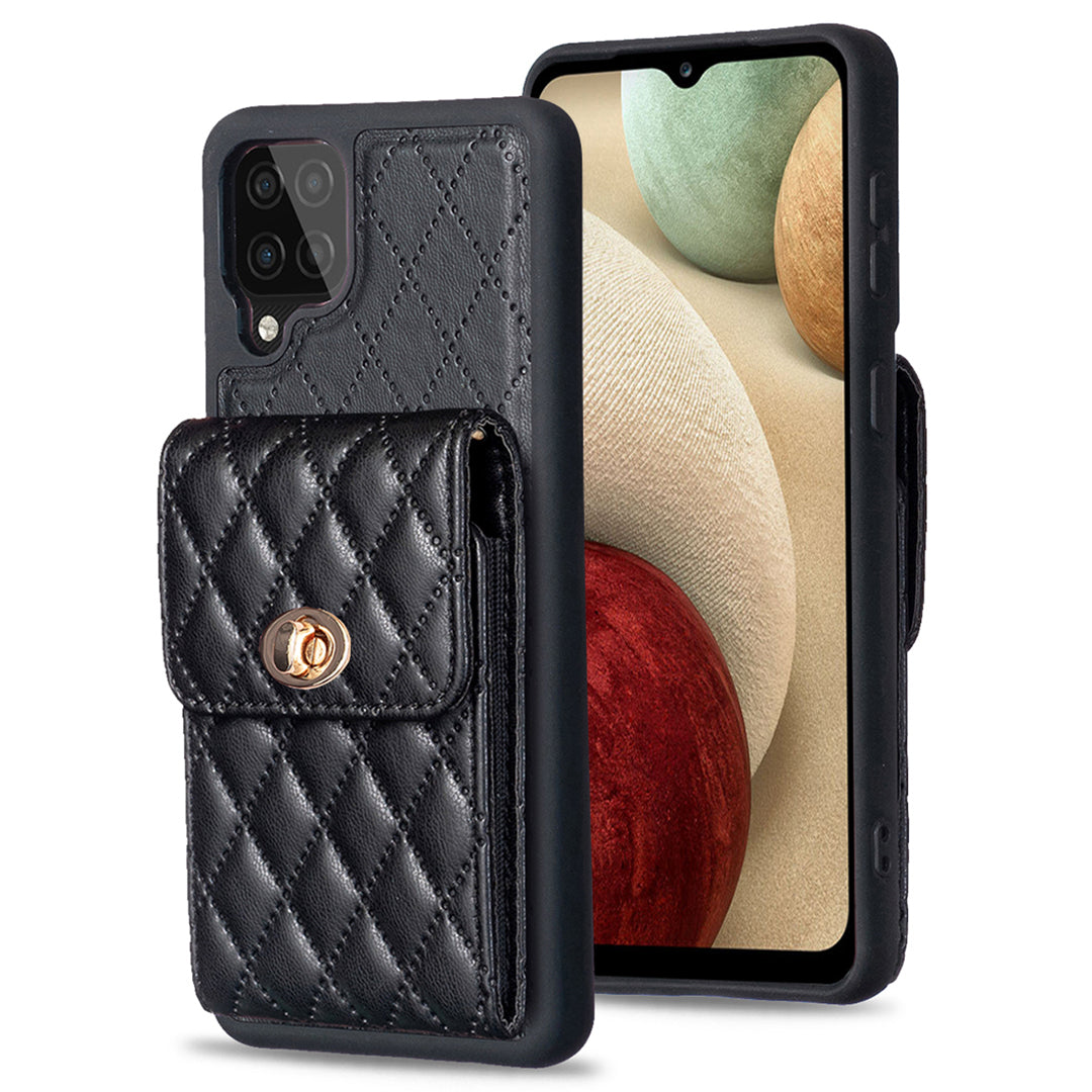 BF20 Card Holder Shell for Samsung Galaxy A12 Fall-proof Case PU Leather Coated TPU Phone Cover BF20 Card Holder Shell for Samsung Galaxy A12 Fall-proof Case PU Leather Coated TPU Phone Cover